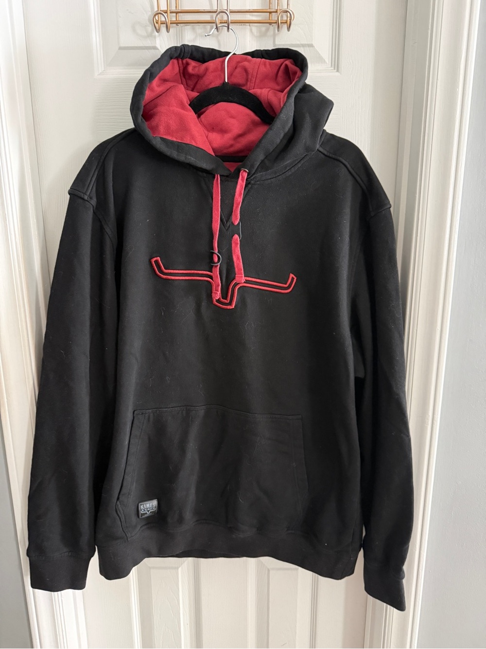Kimes Ranch Black Hoodie with Red Lining and Red Logo
